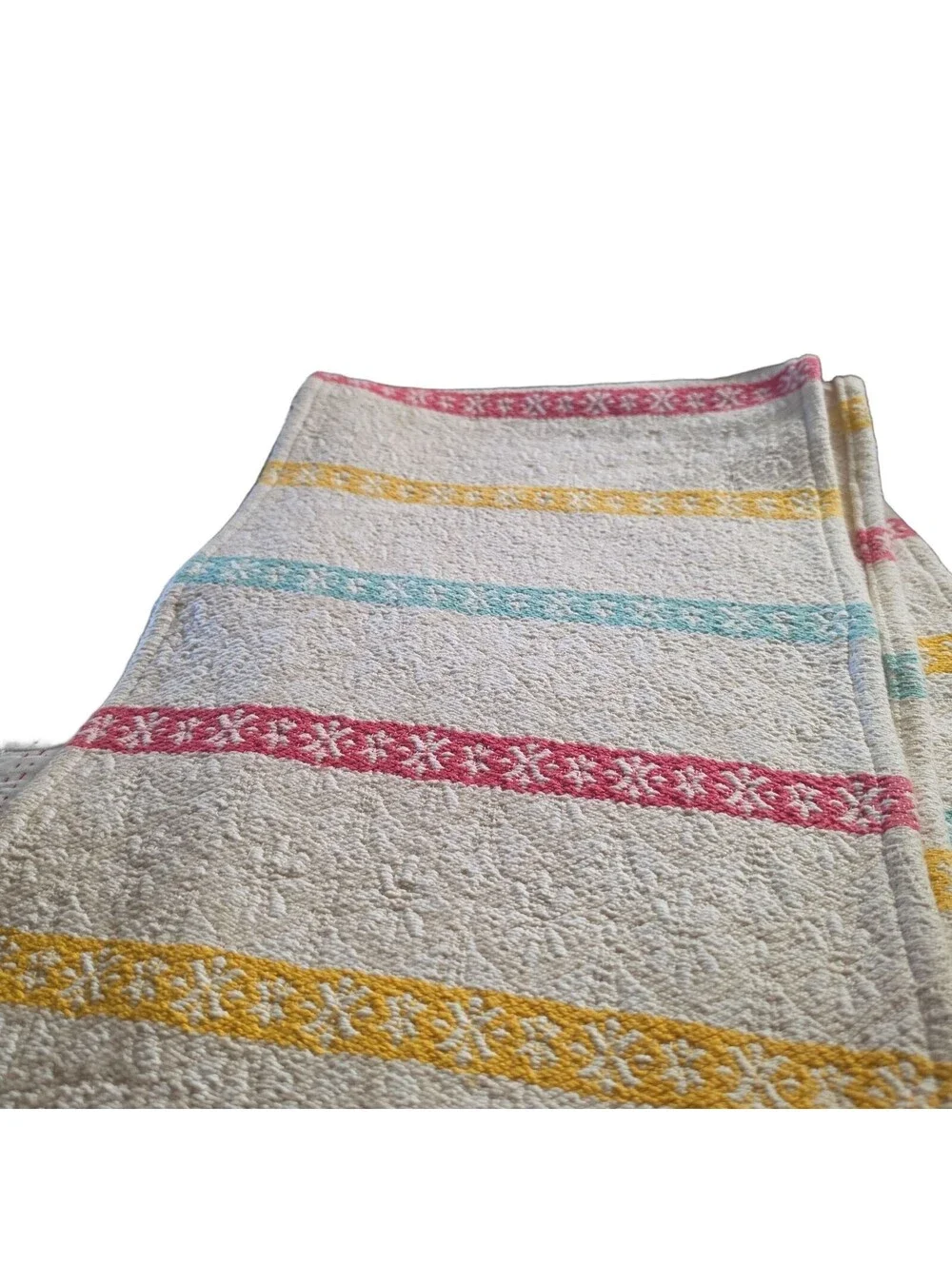 The Pioneer Woman 14x84 Multi Stripe Woven Table Runner Teal Red Yellow - Pre